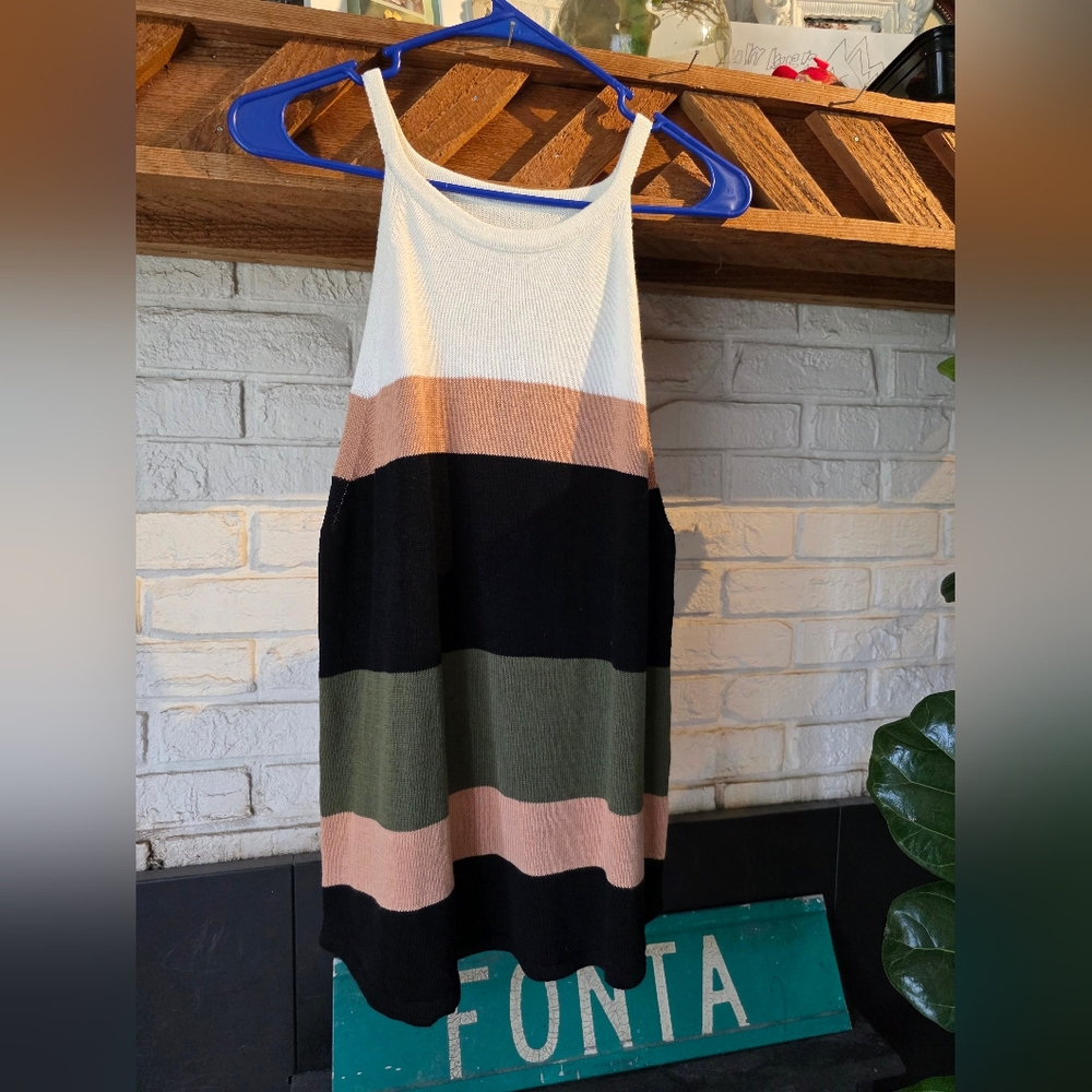 Shein Knit Razor Tank Super Soft Cotton Blend Striped Size L EUC